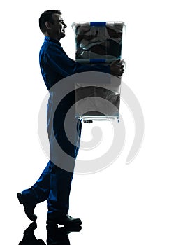 Removal man with boxes silhouette
