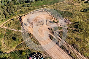 Removal of overburden on a piece of land before sand pit mining