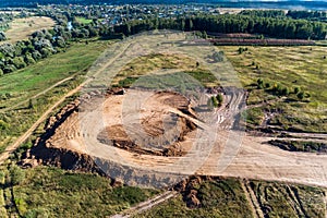 Removal of overburden on a piece of land before sand pit mining