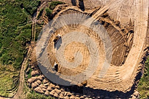 Removal of overburden on a piece of land before sand pit mining