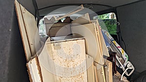 A removals van packed full of house clearance rubbish to be unloaded photo