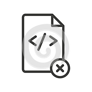 Remove coding file icon Simple outline vector logo