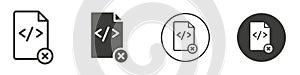 Remove coding file icon Simple outline vector logo