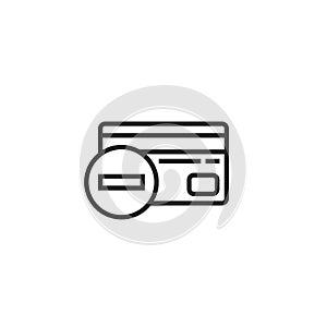 Remove Credit Card Outline Vector Icon, Symbol or Logo.