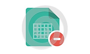 Remove excel file icon vector illustration.