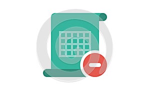 Remove excel file icon vector illustration.