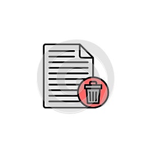 Remove file colored vector icon on white background