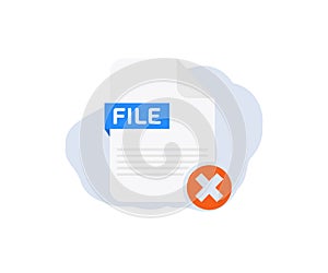 Remove file icon in trendy flat style logo design. Delete files or delete documents process. Delete file.