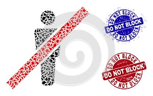 Remove Man Mosaic of Fractions with Do Not Block Grunge Stamps