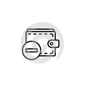 Remove Wallet Outline Vector Icon, Symbol or Logo.