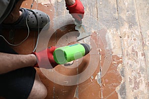 Removing paint from an old wooden floor. Repair process