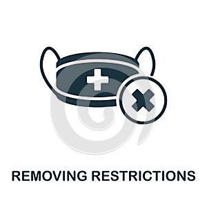 Removing Restrictions icon. Monochrome sign from vaccination collection. Creative Removing Restrictions icon