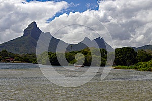 Rempart and Mamelles peaks, from Tamarin Bay