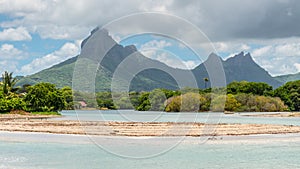 Rempart and Mamelles peaks, from Tamarin bay