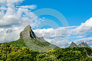 Rempart mountain and Trois Mamelles mountains in central Mauritius photo