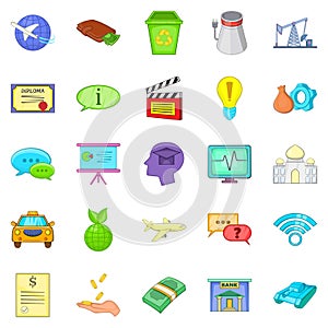 Remuneration icons set, cartoon style