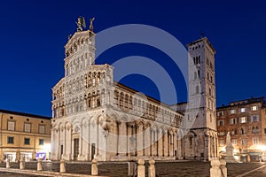 Renaissance church San Michele in Foro at twilight