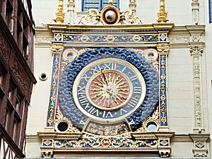 Renaissance clock on rue du gros horloge, Rouen