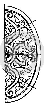Renaissance Elliptic Panel is a decorated pattern, vintage engraving