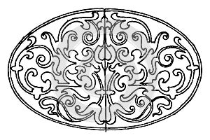 Renaissance Elliptic Panel is a German design, vintage engraving