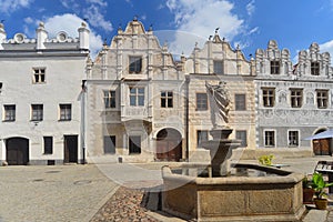 Renaissance facade of houses in Slavonice, Czech republic