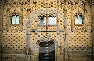 Renaissance facade of the ornately decorated Palacio de Jabalquinto in Baeza, Jaen