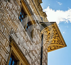 Renaissance facade with sgrafito, Litomysl castle, Czech republic.