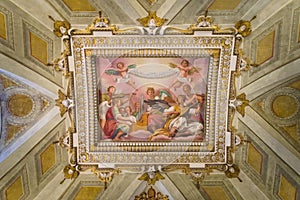 Renaissance fresco by Domenico Passignano in the Interior dome of Basilica Santa Maria Maggiore, in Rome, Italy