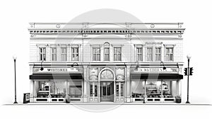 Renaissance-inspired Department Store Front View Clip Art Illustration