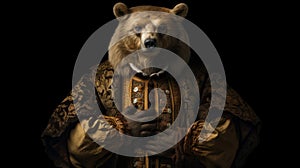 Renaissance-inspired Portrait Of A Bear In Ancient Dress