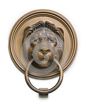 Renaissance lionhead knocker from hungary on white