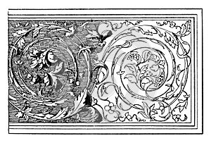 Renaissance Ornament is a relief on the tomb of Hieronimo Basso, vintage engraving