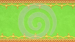 Renaissance retro victorian elegant frame, royal damask background with border, ethnic gold aztec lace template, green beautiful g