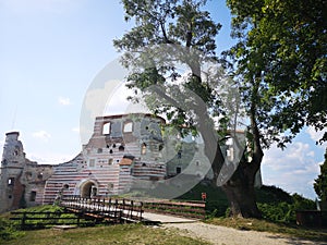 Renaissance ruins Janowiec Castle in Poland