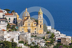 The Renaissance San Gennaro church in the center of the town of Praiano on Italy Amalfi Coast