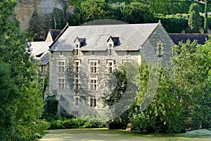 Renaissance style house called â€œhouse of the millerâ€ on the banks of the Thouet river in Montreuil-Bellay