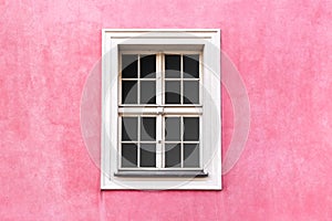 Renaissance style window on pink wall color