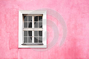 Renaissance style window on pink wall color