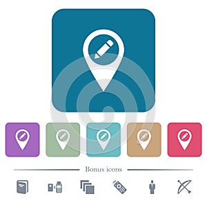 Rename GPS map location flat icons on color rounded square backgrounds photo