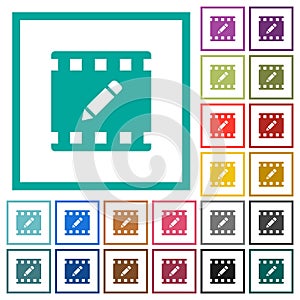 Rename movie flat color icons with quadrant frames photo