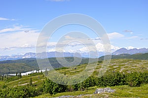 Renamed Denali, the mountain formerly known as Mt. McKinley rises in the distance