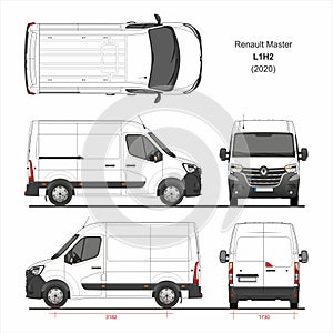 Renault Master Cargo Van L1H2 2020 Blueprint