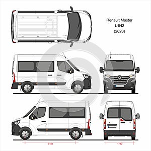 Renault Master Passenger Van L1H2 2020 Blueprint