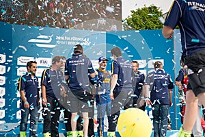 Renault team attending the E-Prix FIA Formula E race car Award Ceremony