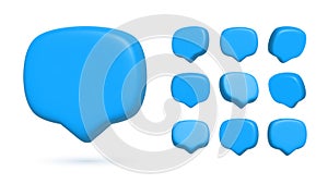 Render 3D illustration of Blue speech bubble. Mate speech bubble high quality vector.