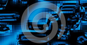 Render with abstract blue pixel background