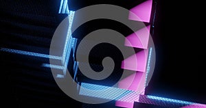 Render with abstract blue techno background in pink light