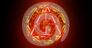 Render with abstract cyber icosphere and triangular laser inside