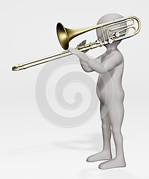 Render of Cartoon Character with Bass Trombone photo