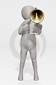 Render of Cartoon Character with Bass Trombone photo